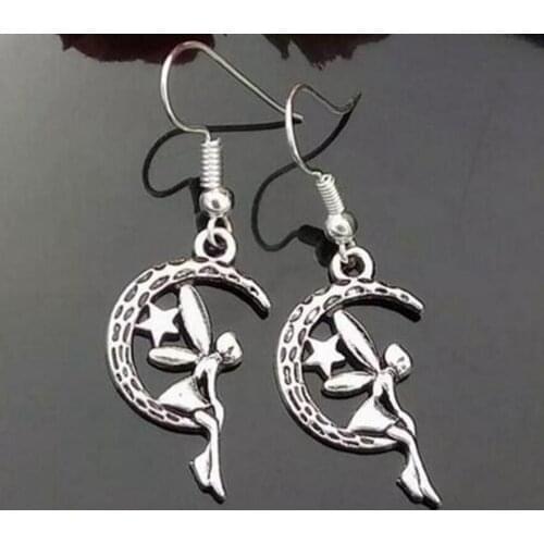 1Pair/Lot Moon fairy stars Dangly Earring Charm Pendants Drape Earring DIY Fashion Women Jewelry Gifts