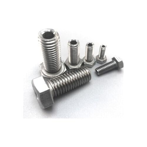 1pcs M14 M16 hexagon head hollow screw hex through thread bolt straight line screws bolts 304 stainless steel thread nail