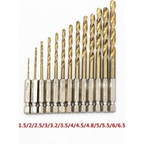 13pcs of hexagonal handle plastic box set twist drill, longer life, durability1.5-6.5mm multi-function gold hard steel