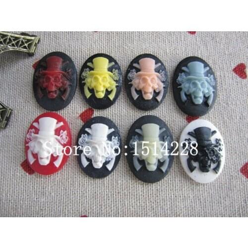 Free shipping! (18*25mm)Mixed colors.resin hot man skull Cameo .Resin Flatback Cabochon for Earring .jewelry Accessory.DIY