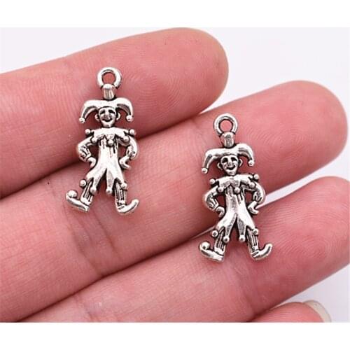 20pcs 24x12mm Antique Silver Plated Clown Pendant DIY Jewelry Accessories