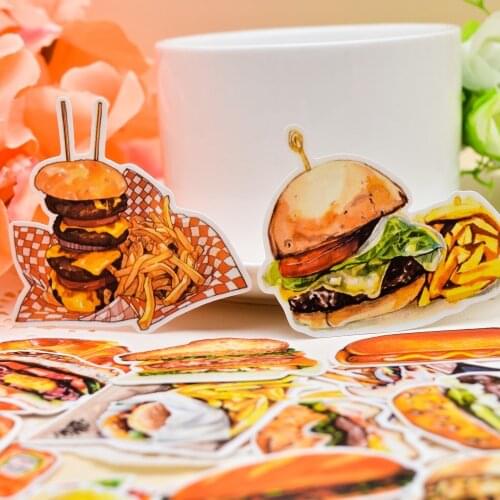 25pcs Self-made Hamburg Potato Pizza Food Sticker Handbook Cute Literature and Art Fresh Diary Decorative