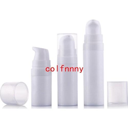 300pcs/lot 5ml 10ml 15ml white airless pump vacuum plastic bottle lotion bottle with Clean/white lid Refillable Bottles Containe