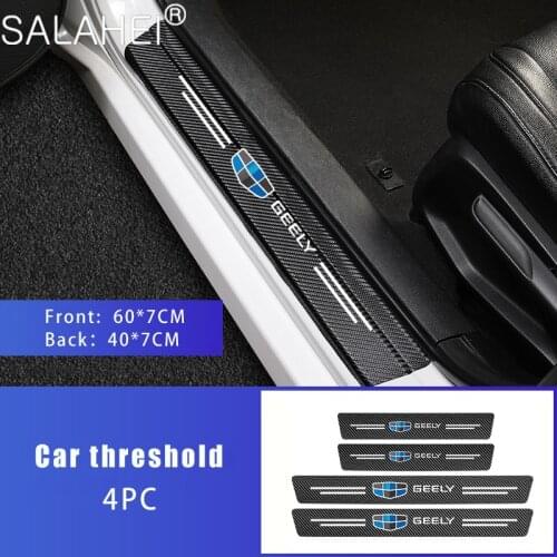 4PCS Car Door Sill Threshold Plate Stickers For Geely Emgrand X7 EC7 Atlas Boyue CK2 GC6 Parts LC Carbon Fiber Protector Decors