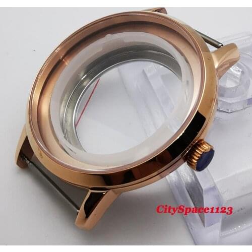 40mm Corgeut sapphire glass waterproof Rose gold watch case fit ETA 2836 Miyota 8215 st1612 movement