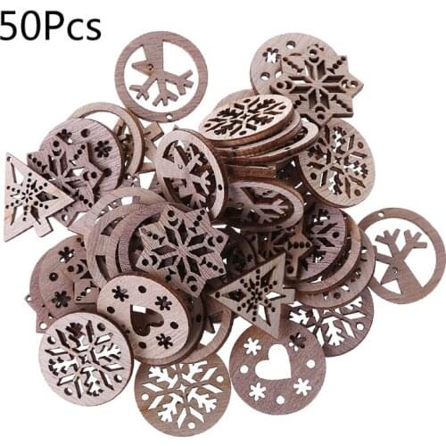50pcs Laser Cut Wood Embellishment Wooden snowflake Shape Craft Wedding Decor 19QB