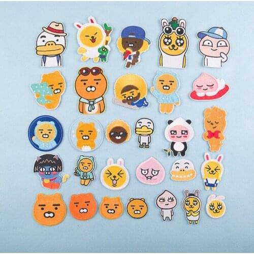 50pcs/lot Anime Embroidery Patch Animal Duck Rabbit Clothing Decoration Sewing Accessories Craft Diy Iron Heat Transfer Applique
