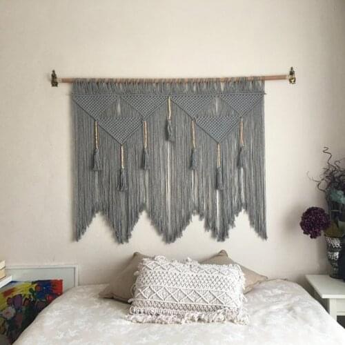 Promotion! Macrame Wall Hanging Handwoven Bohemian Cotton Rope Boho Tapestry Home Decor Gray