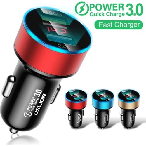 3.1A Dual USB Car Charger With LED Display Universal Mobile Phone Car-Charger for Xiaomi Samsung S8 iPhone 6s 7 8 Plus 11 Tablet