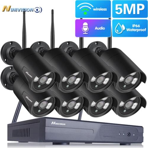 H.265+ Wireless CCTV System 8CH 5MP Super HD NVR Kit Outdoor Motion Detection IP Wifi Camera Security System Surveillance Set
