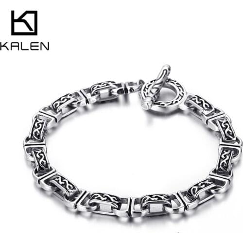 8mm Stainless Steel Link Chain Bracelet Men Nordic Viking Jewelry