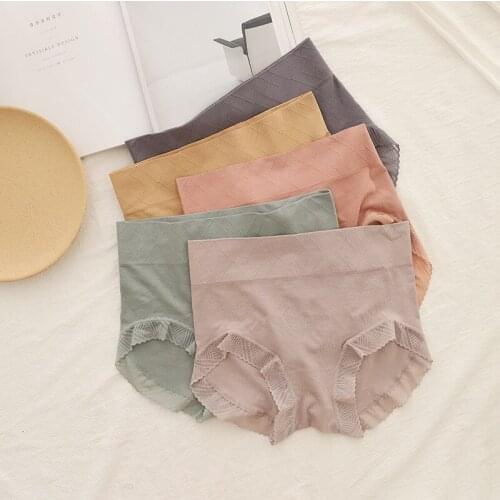 Plus Size 80kg Seamless briefs women cozy High-rise sexy lace lingerie simple women Panties NSH996