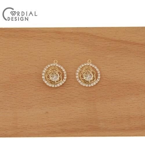Cordial Design 50Pcs 20*23MM Jewelry Accessories/Rhinestone CZ Charms/Claw/Round Shape/Hand Made/DIY Pendant/Earrings Making