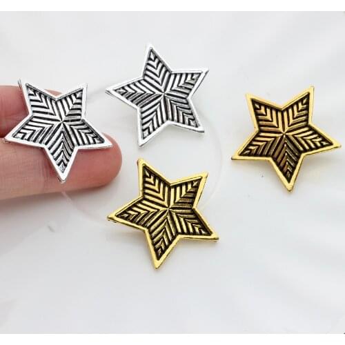 4pcs/lot 30MM Retro Zinc Alloy Bronze Pentagram Decorative Buttons Charms Pendants For DIY Accessories Free shipping