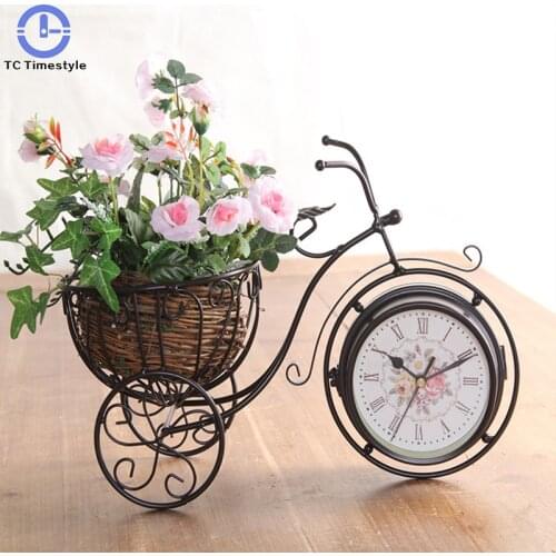 Double-sided Mute Clock Retro Creative Home Metal Crafts Living Room Decoration Ornaments Bicycle Seat Clocks