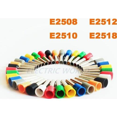 E2508 E2510 Tube Insulated cord end terminals Cable Connector wire terminals Insulating Crimp wire Connector E1512 E1518