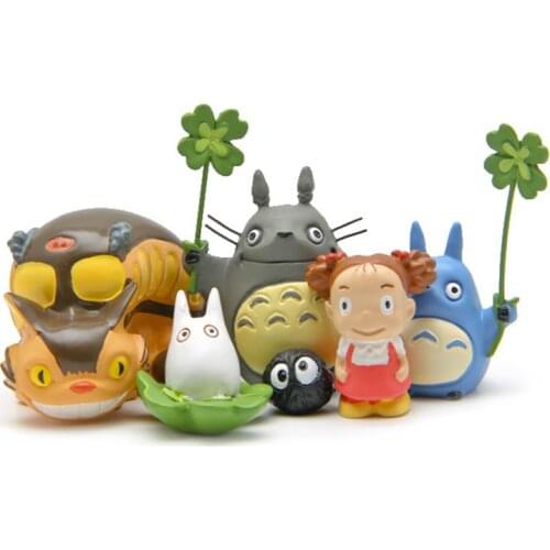 Hot Anime Figurine Mini Tonari no Totoros with Four Leaf Clover Cat Bus Action Figure Decoration Toys for Kids Christmas Gifts