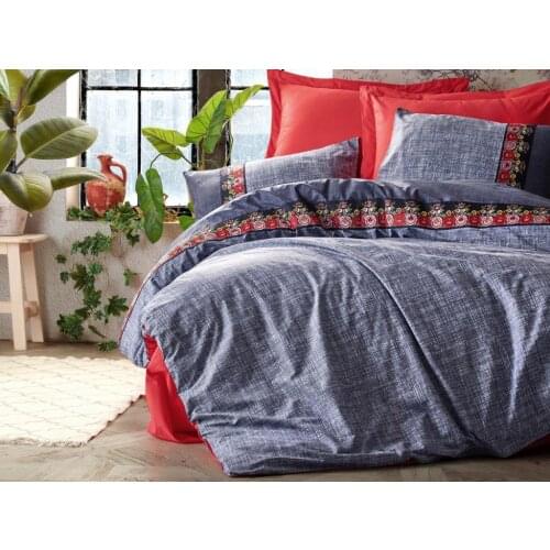 Cottonbox Folk Art Double Personality Duvet cover set Navy Blue