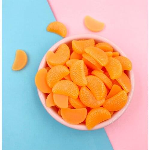 100Pcs Simulation Fruit Flatback Resin Cabochon Kawaii Orange Resins Cabochons Embellishments for Scrapbooking Craft DIY 12*20mm