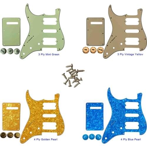 Quality Guitar Pickguard -For US Left Handed 11 Screw Holes Start Player Humbucker HSH Scratch Plate & Back Plate & Control Knob
