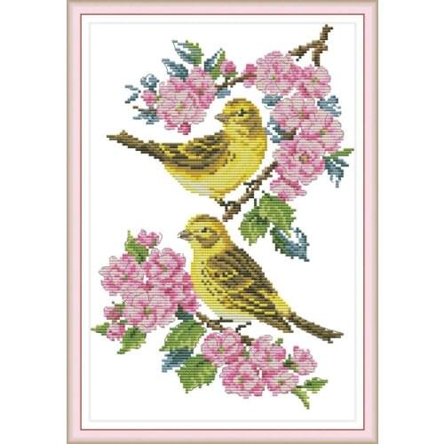 Joy Sunday Cross Stitch Patterns Flower Bird Counted Handmade Cross Stitch Canvas Printed Embroidery Needlework Home Decoration