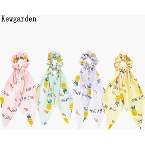 Kewgarden Pineapple Large intestine hair ring Hair Accessories Chiffon Fabric Ribbon Elastic Hair Bands Horsetail Headwear 2 Pcs