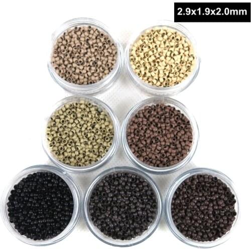 HARMONY 7000 Pieces 7 Colors 2.9x1.9x2.0mm Copper Nano Beads Rings without Silicone for Nano Ring Hair Extensions