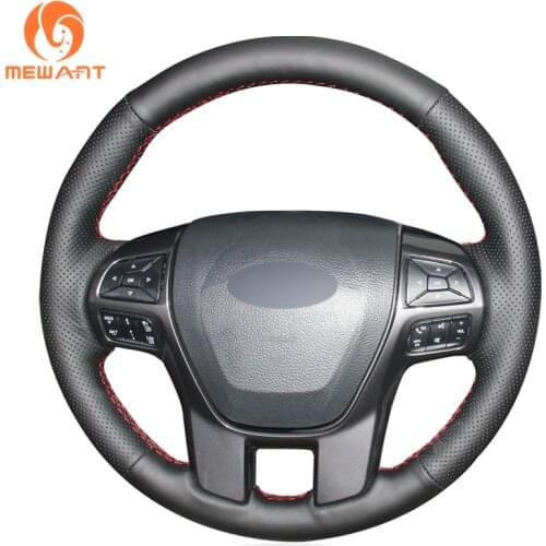 MEWANT Black Artificial Leather Car Steering Wheel Covers for Ford Ranger 2016 2017 2018 2019 2020
