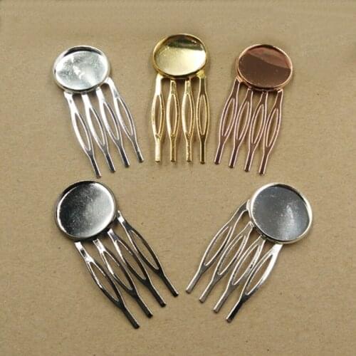 20 PCS 24*65mm 4 teeth Hair Combs 20mm Round Cabochon Base For Women Hair Comb Wedding DIY Jewelry Making