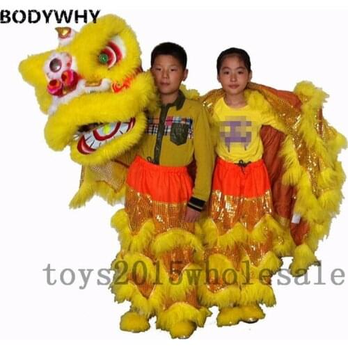 2019 Southern Lions For Two Kids Pur Lion Dance Mascot Costume Pure Wool Cosplay Handmade Cartoon Character Mascot Costume Gift