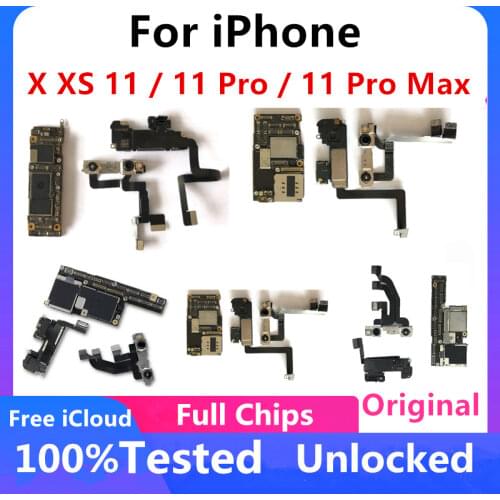 For iPhone X XS 11 / 11 Pro / 11 Pro Max Motherboard With/NO Face ID Free iCloud Original Unlocked Main LogicBoard 100% Tested