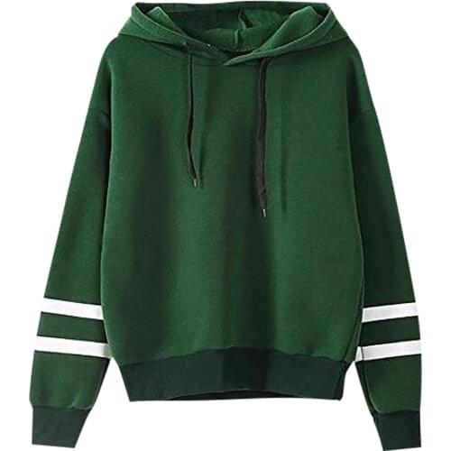40# Womens Fashion Casual Loose Sweatshirt Long Sleeve Solid Color Round Neck Hooded Sweatshirt Top Толстовка Женская Sudaderas