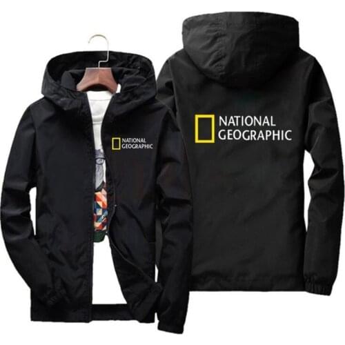 2021 spring and autumn new National Geographic jacket mens mens fashion outdoor adventure jacket funny windbreaker plus size
