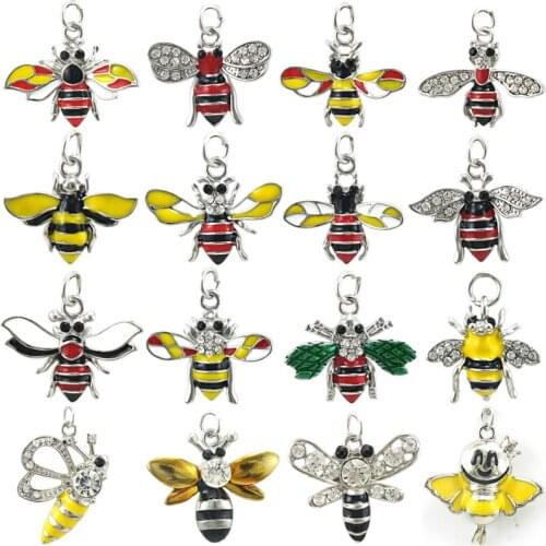 JINGLANG Wholesale Assorted Bee Charm Pendant For Necklaces & Bracelets Insect Accessories 30pcs