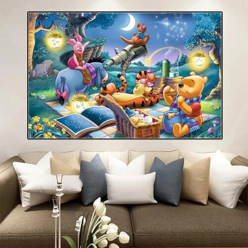 Disney Winnie The Pooh Catoon Poster Watercolor Canvas Art Paintings Print Nursery Wall Art Picture for Room Home Decor Cuadros