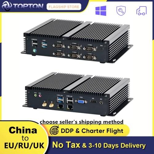 Topton G Series Industrial Fanless Mini PC Win10 Intel i7 i5 i3 2955U 2*Intel Lans 6*COM USB Micro Computer Linux 4G WiFi HDMI