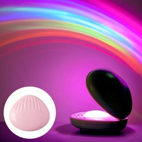 Shell Projector Lamp Rainbow Projection Night Light Creative Colorful Atmosphere Lamp Living Room Bedroom Decoration Kids Gifts