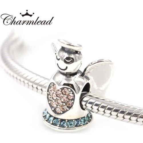 Charmlead 925 Sterling Silver Beads Doll Angel Charm with Bling Stone Charms for Bracelet DIY Bracelet Jewelry Making