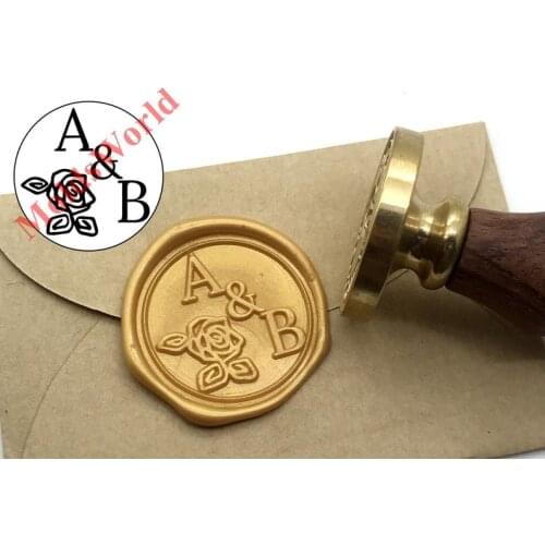 Initials with Flower Wedding Wax Seal Stamp / Custom Wax Seal Kit/Custom Seal Stamp/Invitation seal stamp