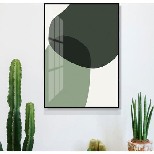 Modern Abstract Geometric Green Color Block Canvas Painting Wall Art Pictures Posters Prints For Bedroom Home Decor No Frame