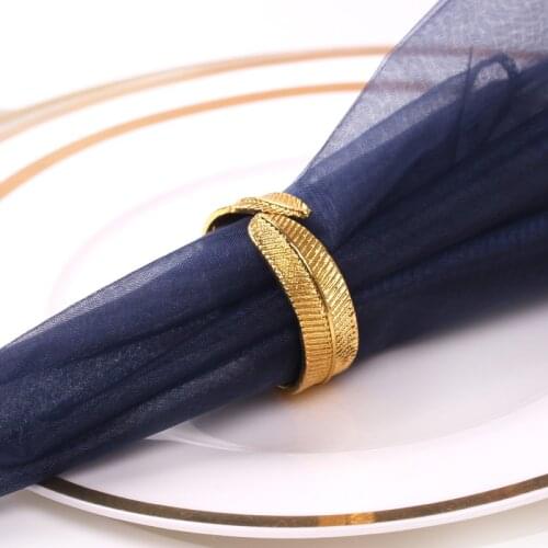6pcs Alloy leaf modern meal buckle cloth ring hotel model room napkin buckle restaurant creative tableware