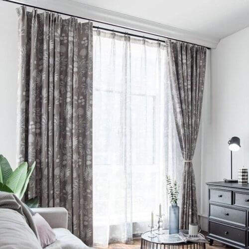Modern European Style Gray Fabric Curtains for Bedroom Home Decoration Window Treatment