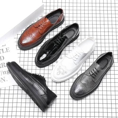 Fashion Oxfords Shoes Men Footwear Brand Mens Casual Shoes Flat Soft Leather Male Footwear Man Business Shoes Black White KA3827
