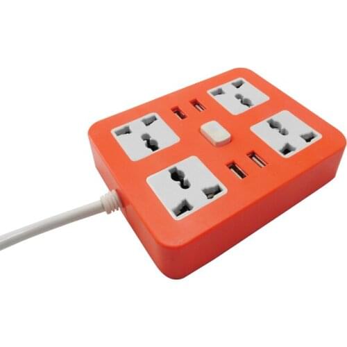 Universal Outlets Power Strip 4AC socket 4USB Fast Charging Smart Home Office Household UK/EU/US/Israel/AU plug Extension cord