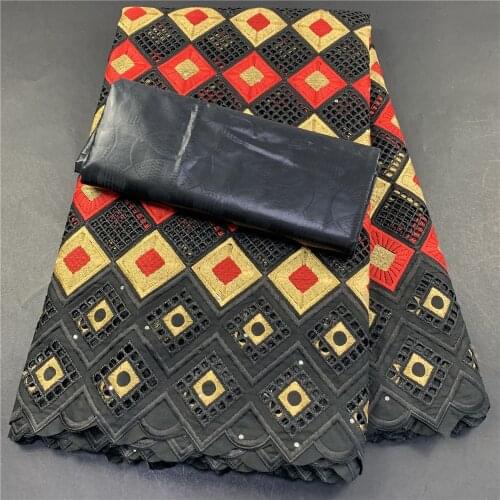 High Quality African Nigerian Tulle Lace Fabric Wedding Party Gown Dress Swiss100% Cotton Fabric Embroidered Damask 5Yards