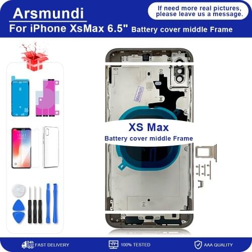 6.5"For iPhone XsMax Battery Back Cover + Middle Chassis Frame + SIM Tray + Side Key Parts Housing Case No Flex Cable