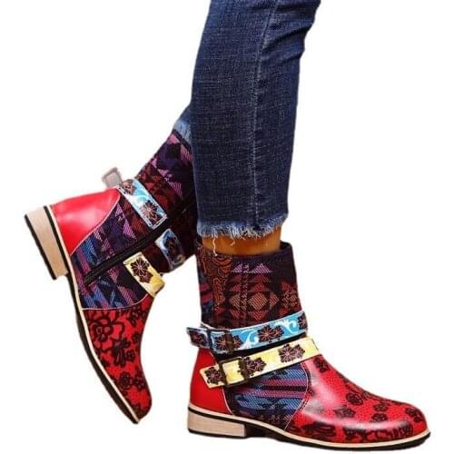 Spring and Autumn Women Ankle Boots New Retro Women Boots Folk Style Women Martin Boots Thick Heel Casual England