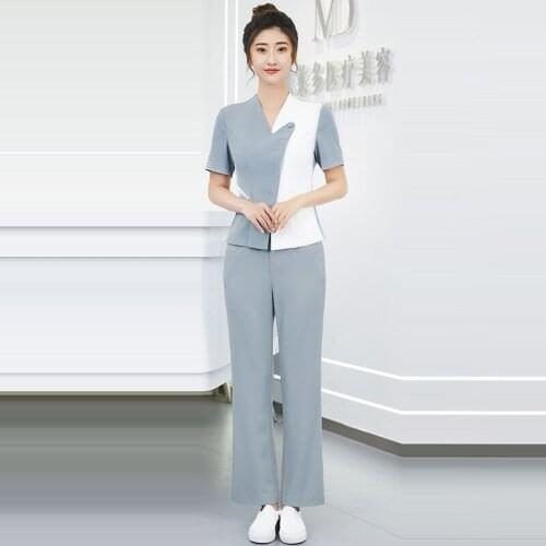 Summer New Medical Beauty Salon Beautician Spa Work Clothes Womens Suit Short Sleeve