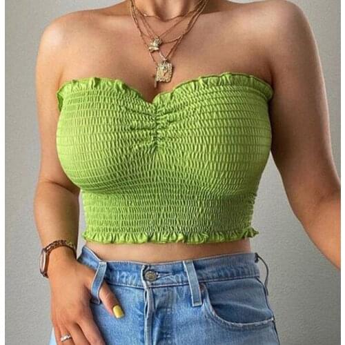 Women sexy Crop Top Strapless Elastic Boob Bandeau Tube Tops Bra Summer Solid colour tank top Vest Lingerie Breast Wrap Tops