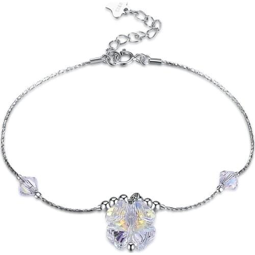ZEMIOR Sterling Silver 925 Bracelets Shining Flower Austria Crystal Thin Women Bracelet Cute Fine Jewelry Hot Selling Gift